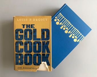 1970 Vintage "The Gold Cook Book" by Louis P. DeGouy Blue and Gold Hardcover Cookbook 15th Anniversary Printing