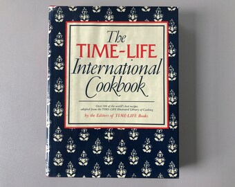 1977 Vintage “The Time-Life International Cookbook” First Edition Blue Red Hardcover with Dust Jacket 1970s