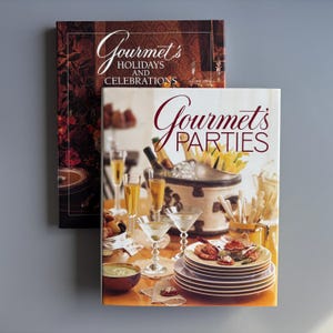 1992 1997 Jahrgang Gourmet's Feiertage und Feste und Gourmet's Parties Erstausgabe Lot von 2 Hardcover Kochbücher Menüs Rezepte Parties