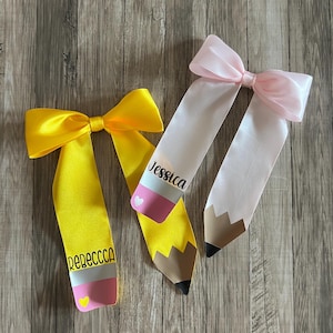 Girls Back to School Bow / Hair Ribbon / Pencil Hair Bow / Custom Bow