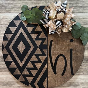 Aztec Door Sign / Front Door Hi Sign / Aztec Door Hanger