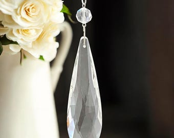 Juego de 12 candelabros de cristal facetados de 3,5" (89 mm), adornos, atrapasol y decoración navideña