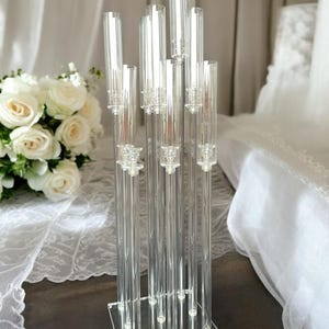 42" 9 Crystal Tube Candlestick Candelabra Wedding Centerpiece Event Decor