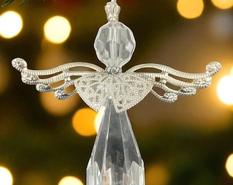 Set of 3 Acrylic Crystal Angel Holiday Hanging Ornament Event Decor
