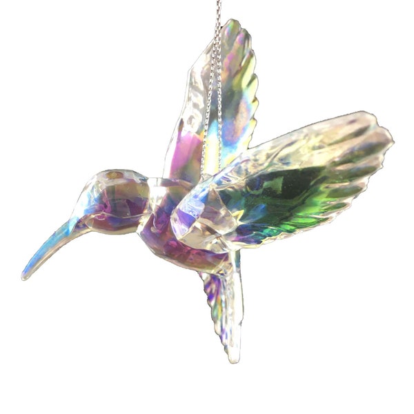 3.75" AB Acrylic Hummingbird Holiday Hanging Ornament