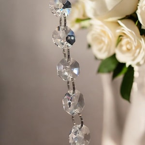6&#39; Vintage Chandelier Crystal Chain with 14mm Octagon Crystal Bead, Lighting Parts, Holiday/Wedding Decor