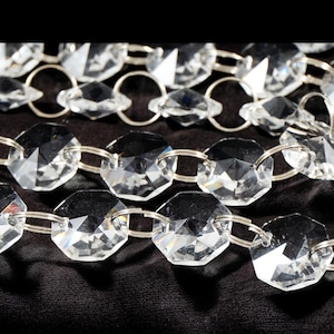 36” Vintage Chandelier Crystal Chain with 14mm Octagon Crystal Bead, Lighting Parts, Holiday/Wedding Decor