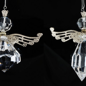 Set of 3 Acrylic Crystal Angel Holiday Hanging Ornament Event Decor