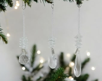 Juego de 3 candelabros de cristal con forma de prisma para atrapar el sol, creador de arcoíris, decoración navideña, regalos