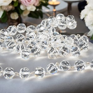 Cadena de cristal para candelabro vintage de 36&quot; con cuentas de cristal facetadas de 12 mm, piezas de iluminación, decoración para bodas y fiestas