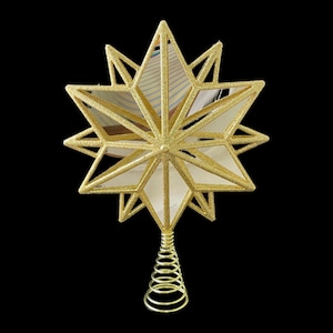 14" Shiny Gold Mirror Snowflake Tree Topper Christmas Holiday Decor