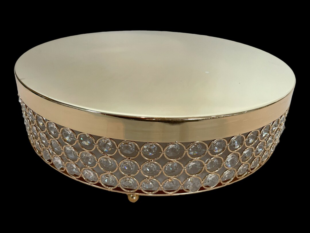 16 Inch Gold Crystal Beaded Cake Stand Riser Display Wedding Party ...