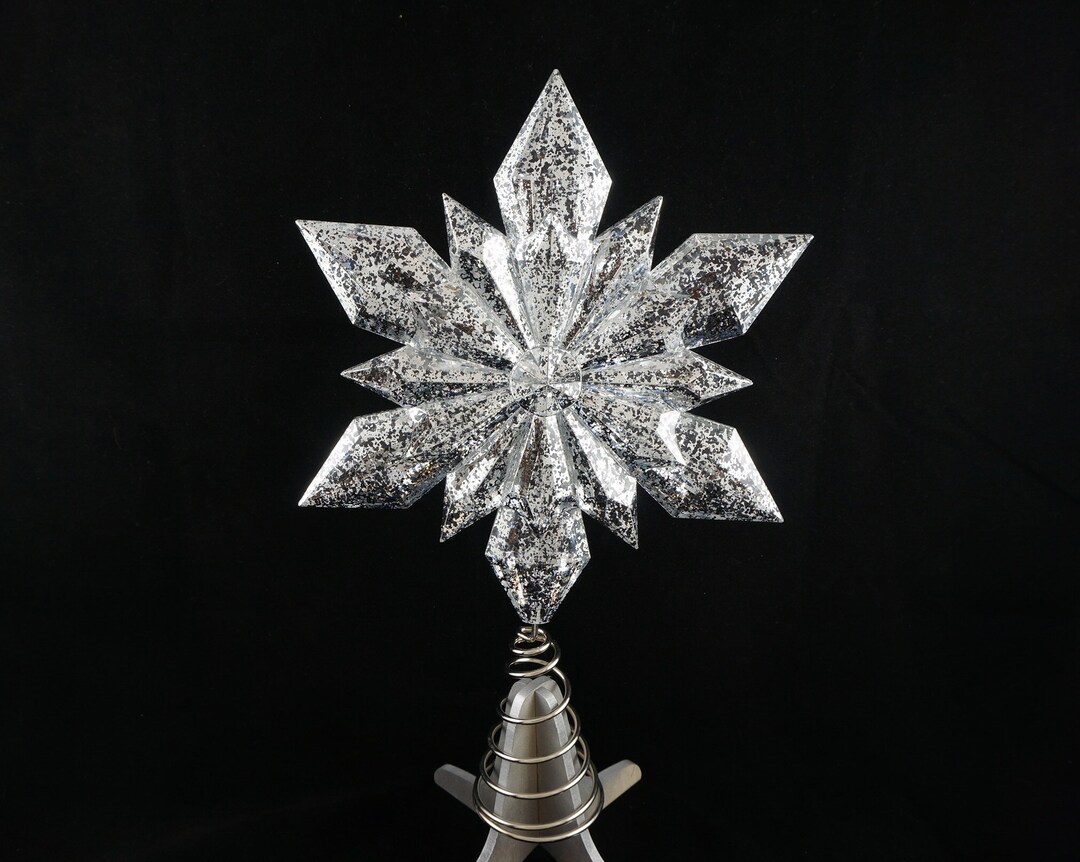 12.6 Mercury Silver Snowflake Tree Topper Christmas Holiday Decor Etsy