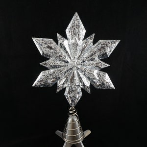 12.6" Mercury Silver Snowflake Tree Topper Christmas Holiday Decor