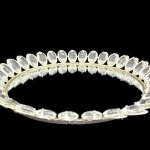 SILVER Crystal Embellished Round Tray Wedding Event Party Jewelry Display Decor