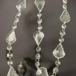 36&quot; Vintage Chandelier Crystal 50mm Pendalogue Octagon Bead Chain, Lamp Curtain Restoration