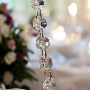 6&#39; Long Vintage Chandelier Crystal Chain with 22mm Large Octagon Crystal Bead, Lighting Parts, Holiday/Wedding Decor, Gifts