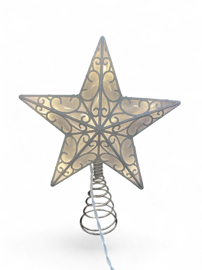 12" Plug-in Lighted GOLD Glitter Star Tree Topper Christmas Holiday ...