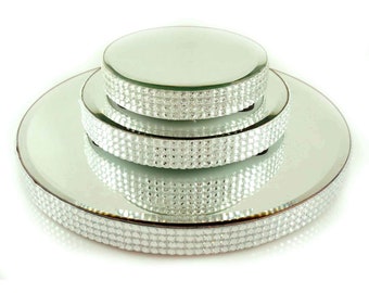 Elegant SILVER Mirror Plates Wedding Event Cater Decorative Display Home Decor