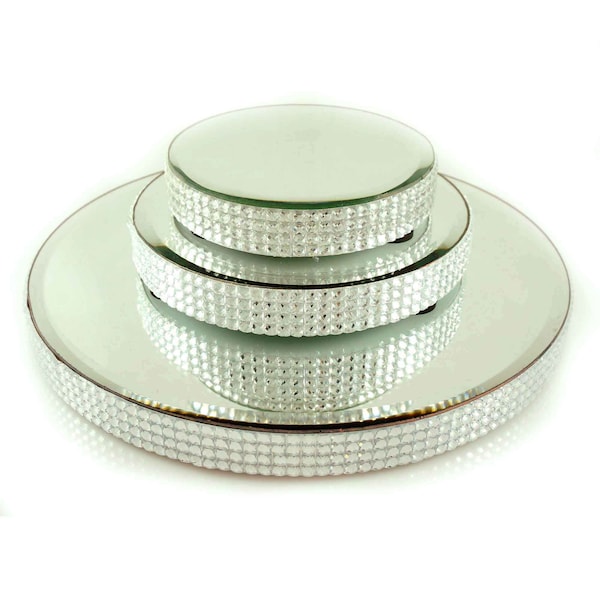 Elegant SILVER Mirror Plates Wedding Event Cater Decorative Display Home Decor