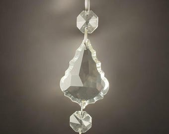 Lot de 12 - 5" lustres pendulaires en cristal à prisme (50 mm) avec connecteurs argentés. Attrape-soleil, décoration des Fêtes