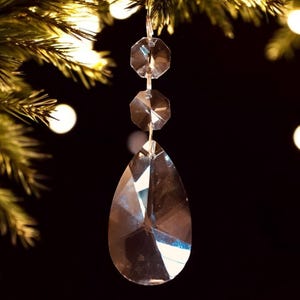 Set of 12 - 3.5&quot; Chandelier Crystal Faceted Teardrop Pendalogue(50MM) Ornament, Suncatcher, Holiday Decor