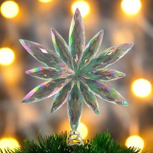 12&quot; AB Acrylic Crystal Snowflake Tree Topper Christmas Holiday Decor