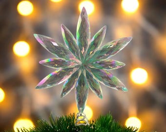 Adorno navideño de copo de nieve de cristal acrílico AB de 12"