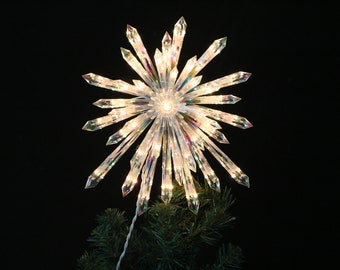 14" Lighted Starburst Snowflake Tree Topper Christmas Holiday 37 Lights