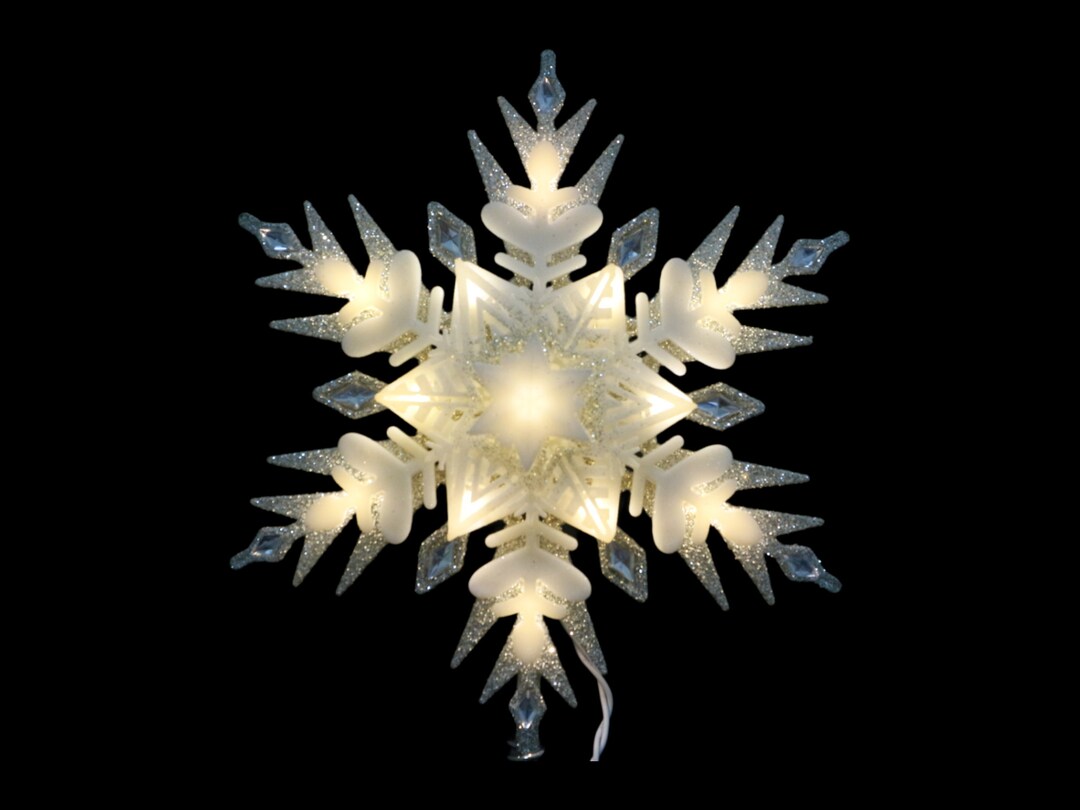 14 Plugin Lighted Snowflake Tree Topper Christmas Holiday Decor Etsy