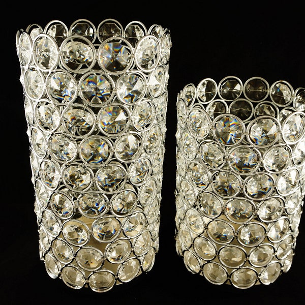 8.25" x 4.25" SUPER BLING Crystal Candle Holders Centerpiece Home Decor