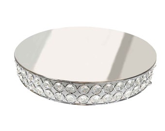 12" Glass Crystal Beaded Cake Stand Riser Display Wedding Party Event Decor