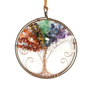 4&quot; Crystal Rainbow Maker, Gemstone Tree of Life Ornament, Car Accessory, Boho Decor, Gift for Mom, Mothers Day Gift, Christmas Ornament