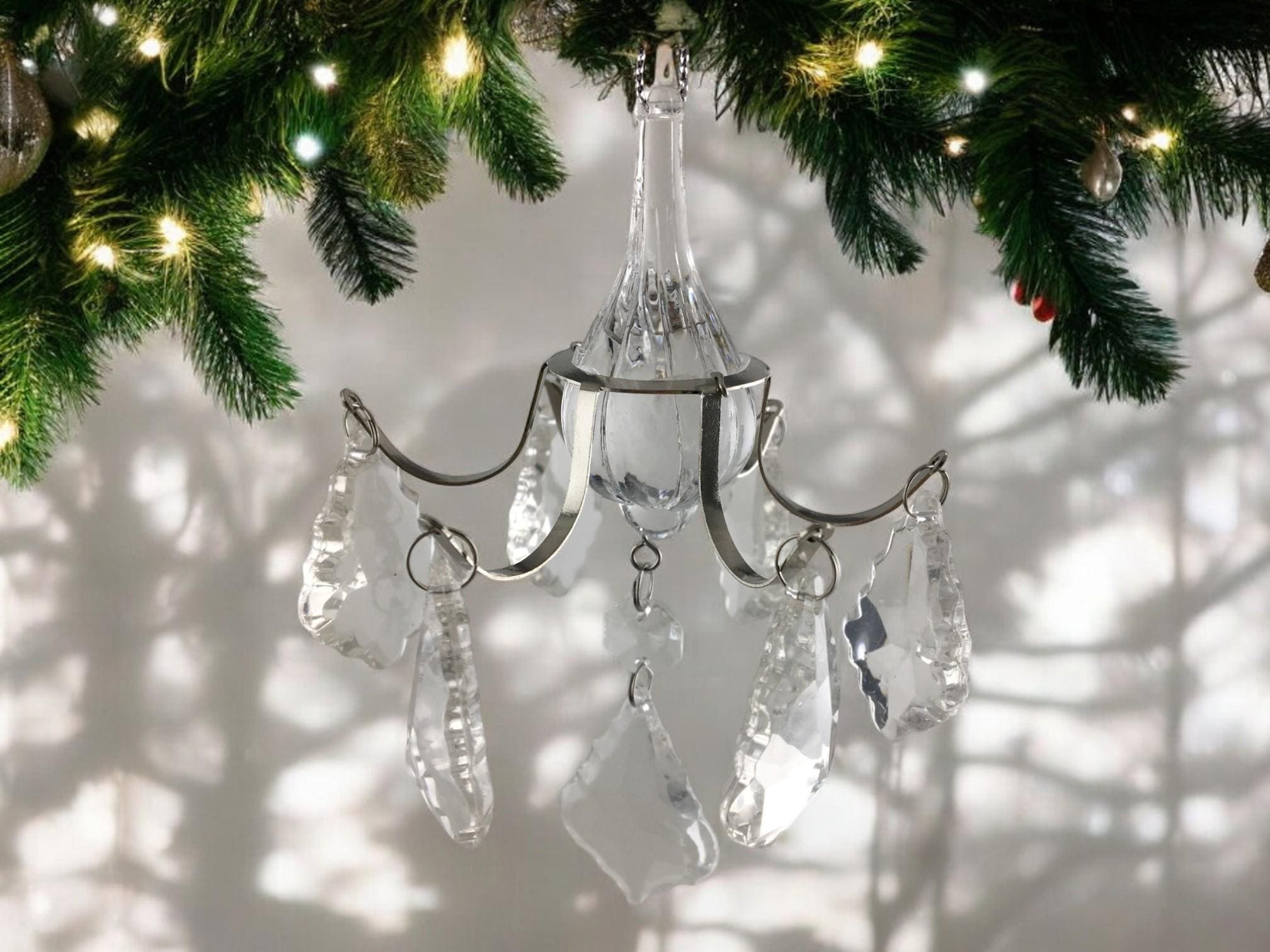 5.4" Acrylic Silver Metal Frame Chandelier Holiday Ornament