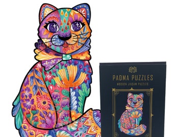 Dreamy Cat Wooden Jigsaw Puzzle - Unique Shaped Pieces, 246 Piece