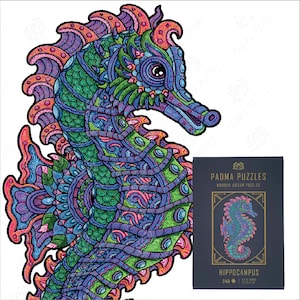 Wooden jigsaw Puzzles for Adults with Unique Shaped Pieces - Hippocampus 245 Piece Wooden Jigsaw Puzzle, Best for Gift