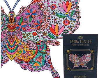Bloomingfly Wooden Jigsaw Puzzle – Unique Shapes, Vibrant Butterfly, 339 Piece