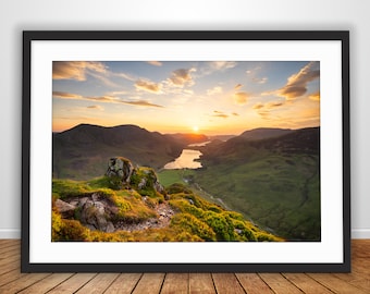 Buttermere Photo Print - Sunset From Fleetwith Pike - Lake District Landscape Photography - Beautiful Pictures of Cumbria - UK Wall Art