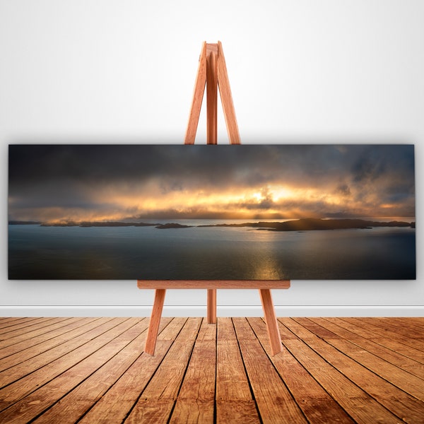 Skye Panoramic Canvas - View To Raasay - Scotland Landscape Photography - Dramatic Moody Fine Art Home Decor - Large High Quality Pictures