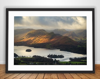 Latrigg Photo Print - Winter Light on Catbells - Lake District Landscape Photography - Pictures of Derwentwater