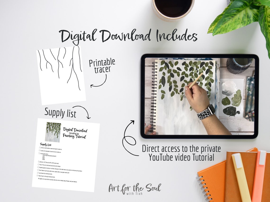 Cascading Ivy - Painting Tutorial Instant Download - Step-by-step Video ...