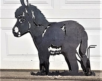 Painted Mini Donkey Yard Art