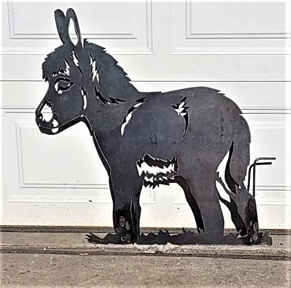 Painted Mini Donkey Yard Art