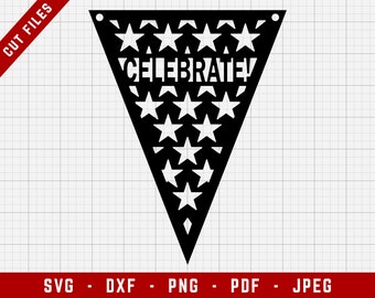 Zelebren SVG Schneidedatei | Party Dekoration Banner Clip Art, Wimpel SVG, Bunting SVG | Svg, Dxf, Png, Jpeg, Pdf