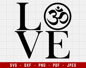 Love Yoga om SVG Cutting Files | Yoga Digital Clip Art, Mediation SVG, Lotus SVG | Svg, Dxf, Png, Jpeg, Pdf