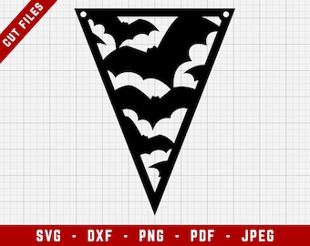 Halloween Wimpel SVG Schneidedatei | Halloween Dekoration Banner Clip Art, Fledermaus Wimpel SVG, Bunting SVG | Svg, Dxf, Png, Jpeg, Pdf