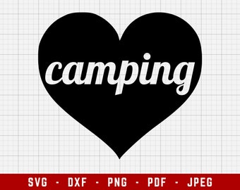 Camping Heart - Camping SVG Cutting Files | Digital Clip Art for Adventure, Camping, Nature, Travel & Vacation | Svg, Dxf, Png, Jpeg, Pdf