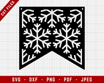 Schneeflocke Wimpel SVG Schneidedatei | Weihnachtsdeko Banner Clip Art, Wimpel SVG, Bunting SVG | Svg, Dxf, Png, Jpeg, Pdf