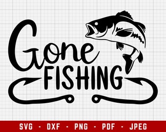 Gone Fishing SVG Cutting Files | Fishing Digital Clip Art, Fishing SVG, Fish SVG | Svg, Dxf, Png, Jpeg, Pdf
