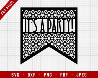 Party Dekoration SVG Schneidedatei | Party Dekoration Banner Clip Art, Wimpel SVG, Bunting SVG | Svg, Dxf, Png, Jpeg, Pdf
